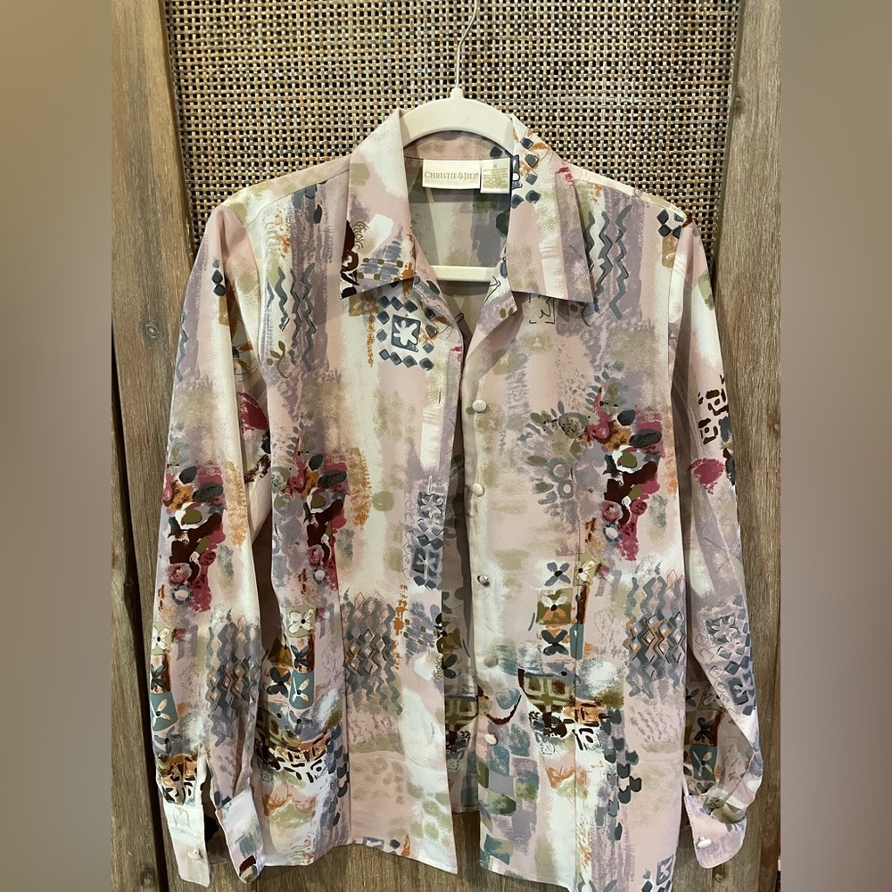 70s inspired pattern button down